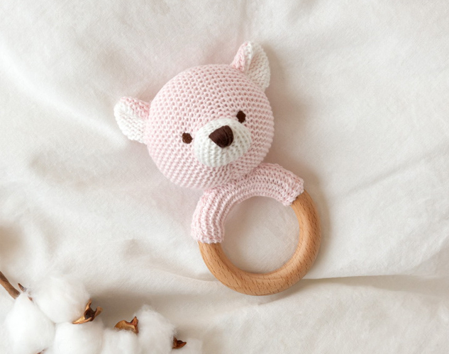Mordedor de ganchillo Oso rosa